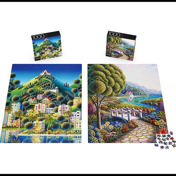 2-Pack of 1000-Piece Jigsaw Puzzles, age 8 and up, Daffodils and Hidden Village - Picture 5 of 7